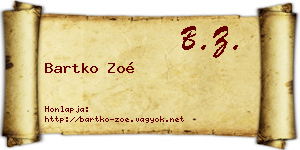 Bartko Zoé névjegykártya